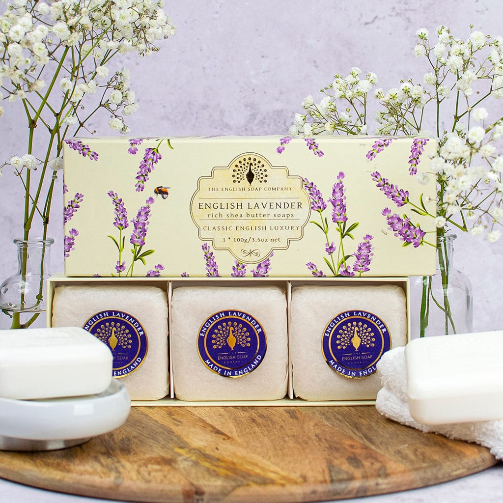 English Lavender Triple Soap Bars Gift Set 3x100g from our Luxury Bar Soap collection by The English Soap Company