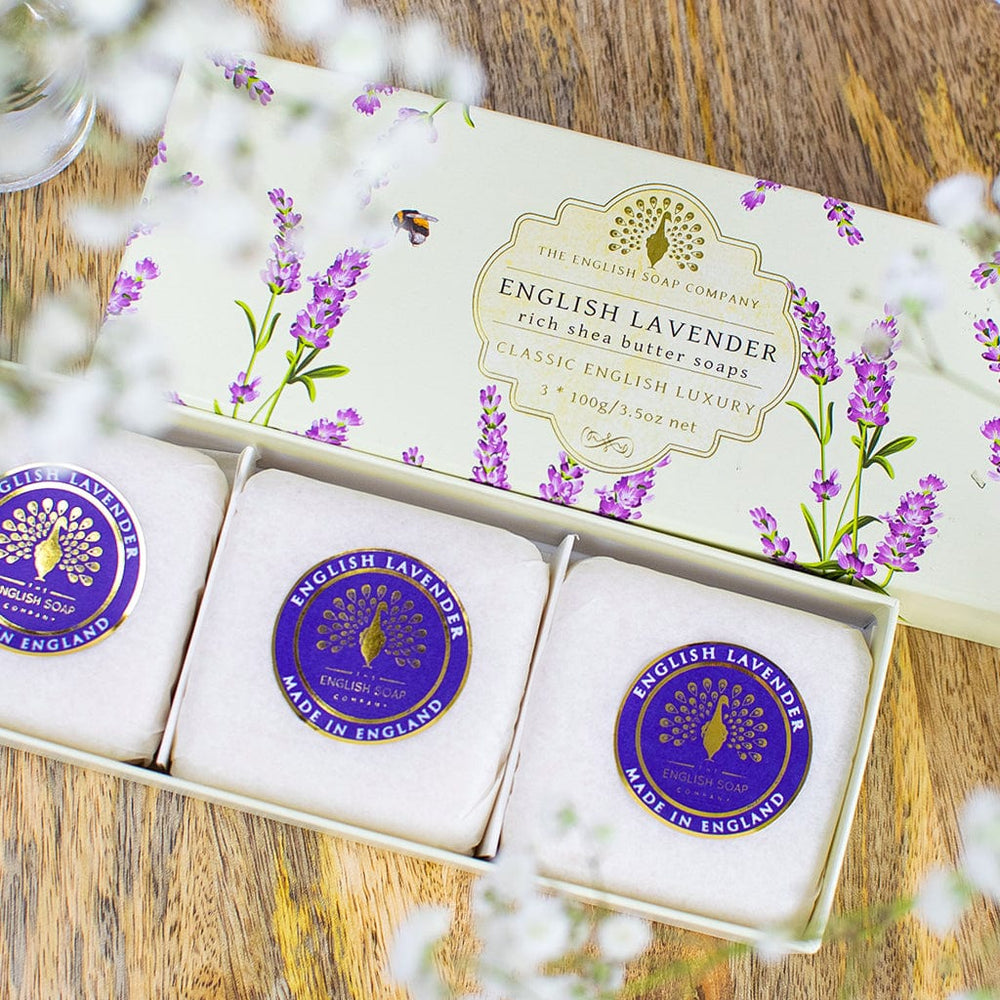 English Lavender Triple Soap Bars Gift Set 3x100g from our Luxury Bar Soap collection by The English Soap Company