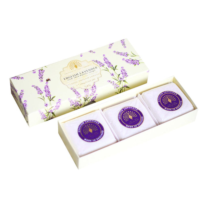 English Lavender Triple Soap Bars Gift Set 3x100g from our Luxury Bar Soap collection by The English Soap Company