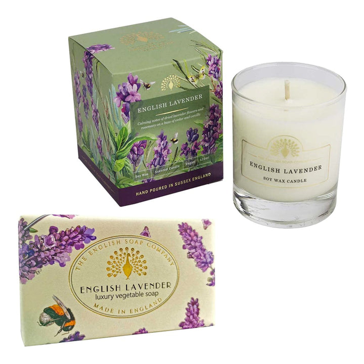 English Soap Company - English Lavender Soap Bar & Candle Bundle from our Body & Bath collection by The English Soap Company