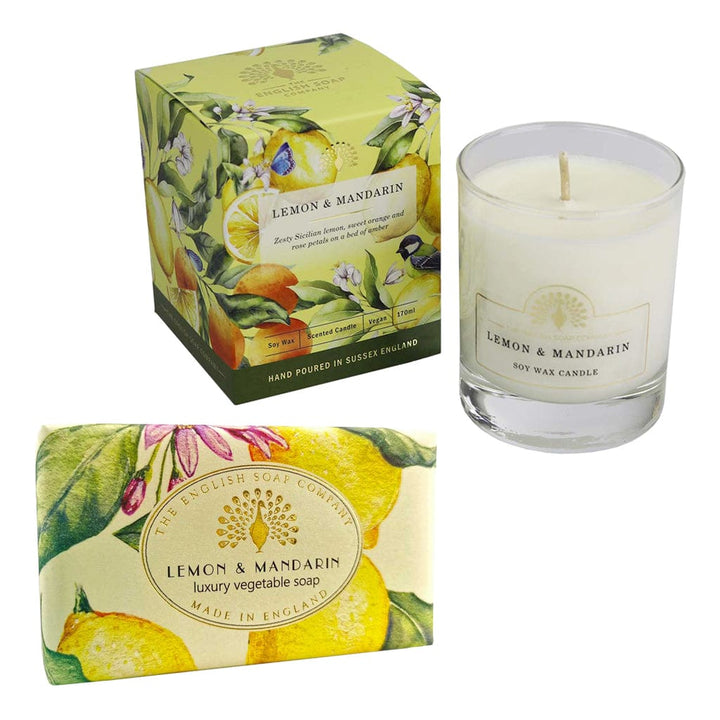 English Soap Company - Lemon & Mandarin Soap Bar & Candle Bundle from our Body & Bath collection by The English Soap Company