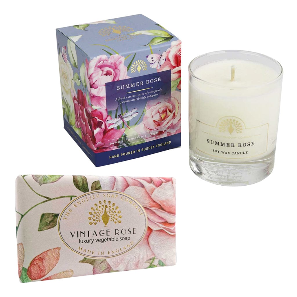 English Soap Company - Rose Soap Bar & Candle Bundle from our Body & Bath collection by The English Soap Company