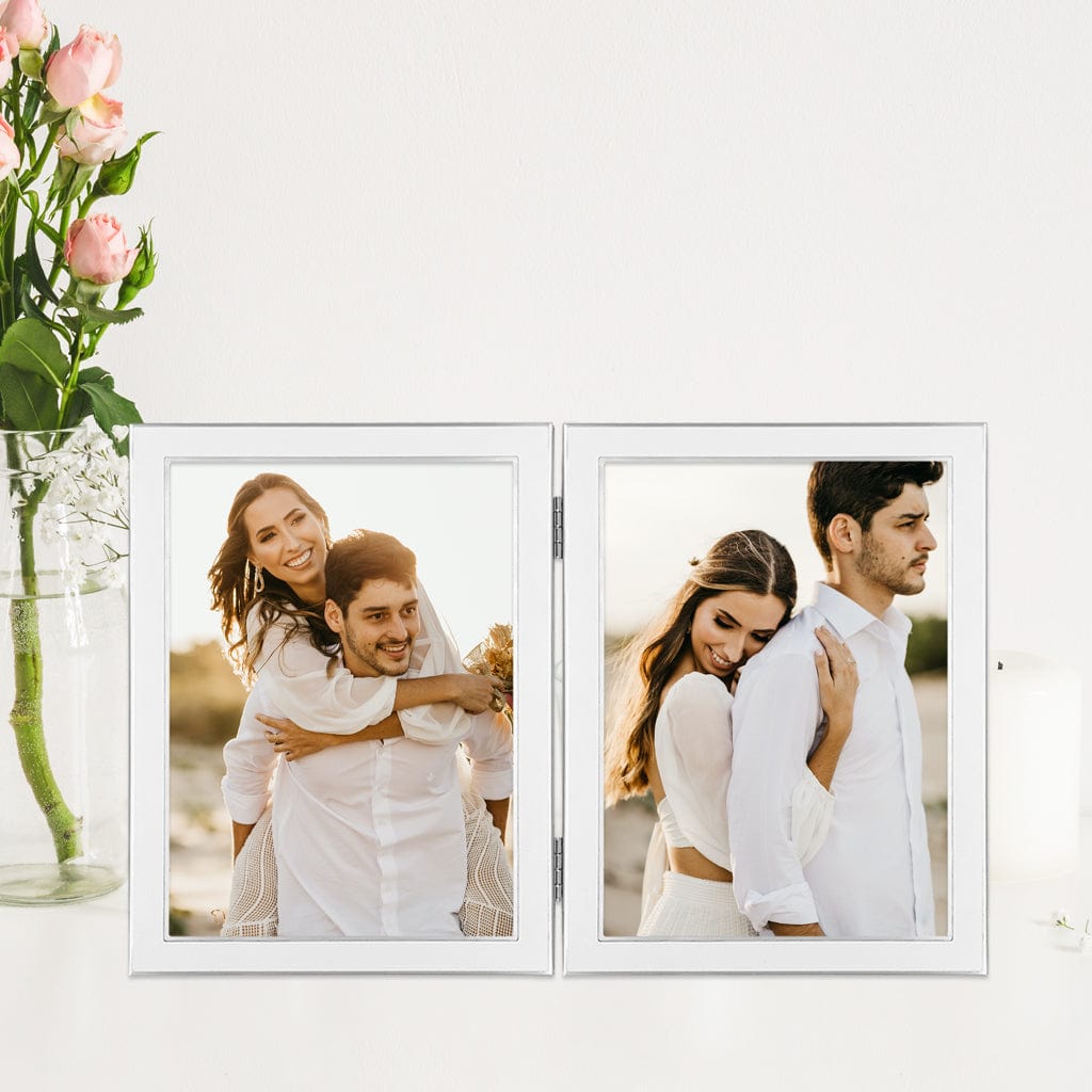 Eternal Hinged Double White Metal Photo Frame from our Metal Photo Frames collection by Profile Products Australia
