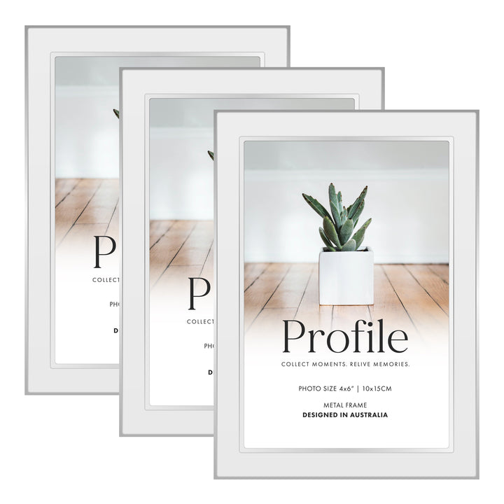 Eternal White Metal Frame Bundle 4x6 (3pk) from our Metal Photo Frames collection by Profile Products (Australia) Pty Ltd