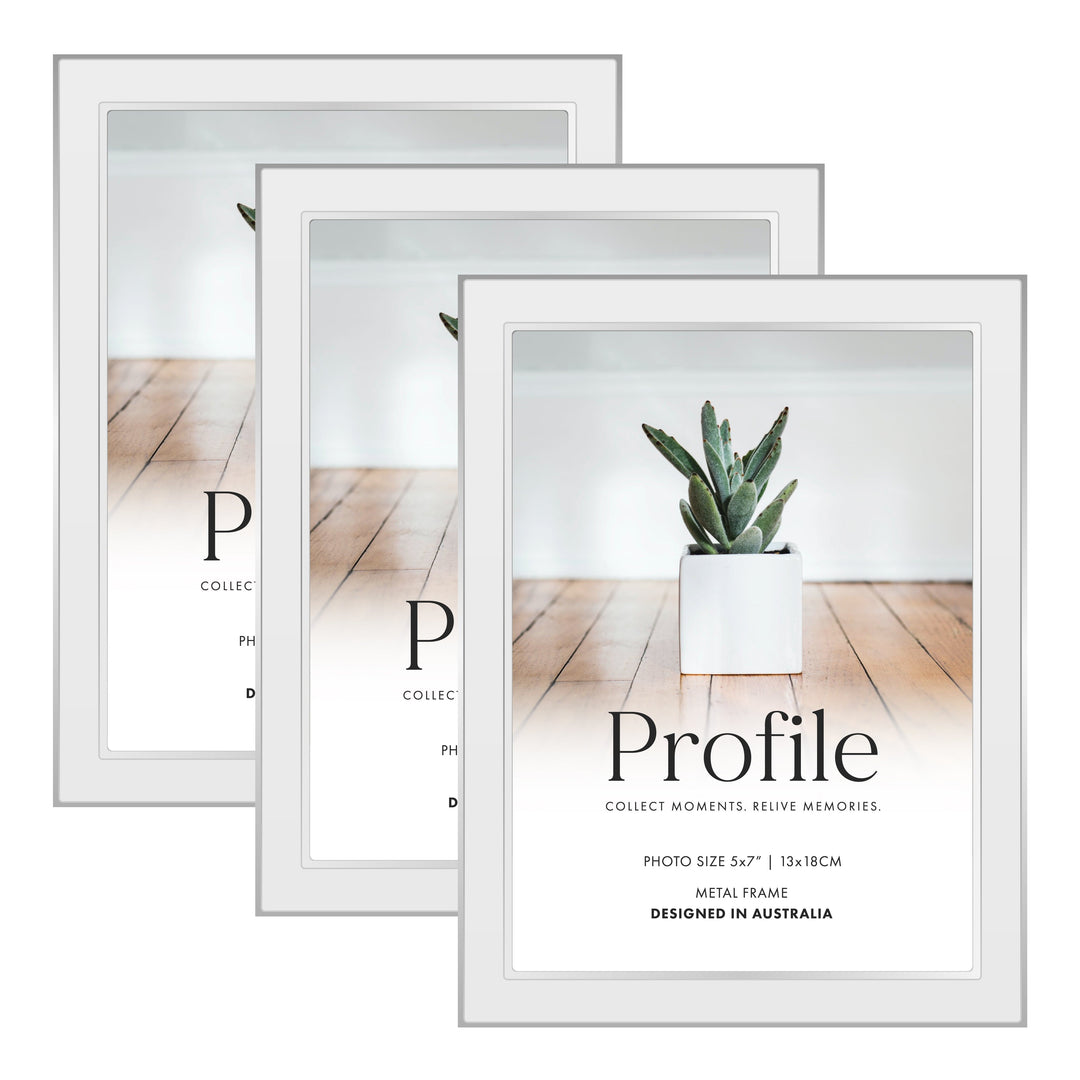 Eternal White Metal Frame Bundle 5x7 (3pk) from our Metal Photo Frames collection by Profile Products (Australia) Pty Ltd