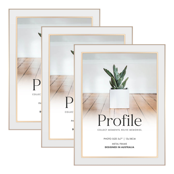 Eternal White/Rose Gold Metal Frame Bundle 5x7 (3pk) from our Metal Photo Frames collection by Profile Products (Australia) Pty Ltd