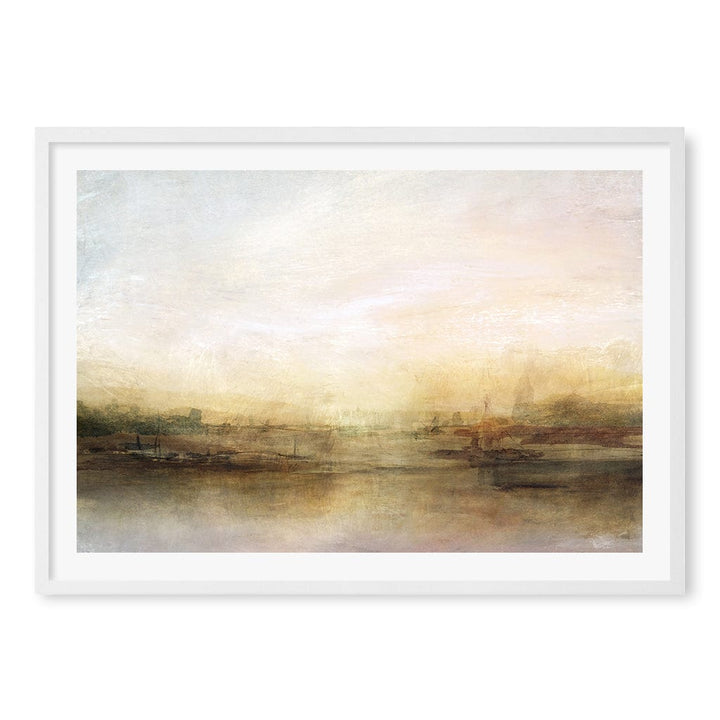 Evening River Wall Art Print A1 (59.4 x 84.1cm) / Matte White Frame / White Border from our Australian Made Wall Art collection by Profile Australia