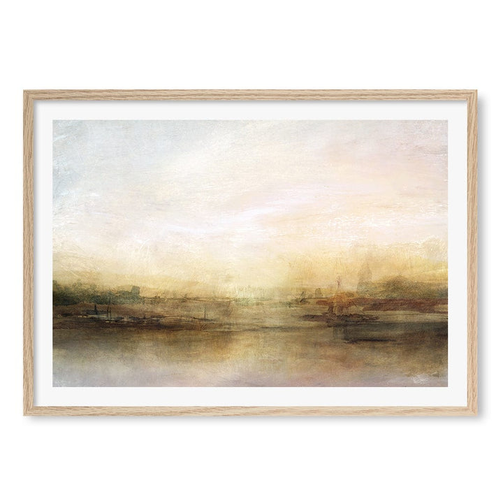 Evening River Wall Art Print A1 (59.4 x 84.1cm) / Natural Oak Frame / White Border from our Australian Made Wall Art collection by Profile Australia