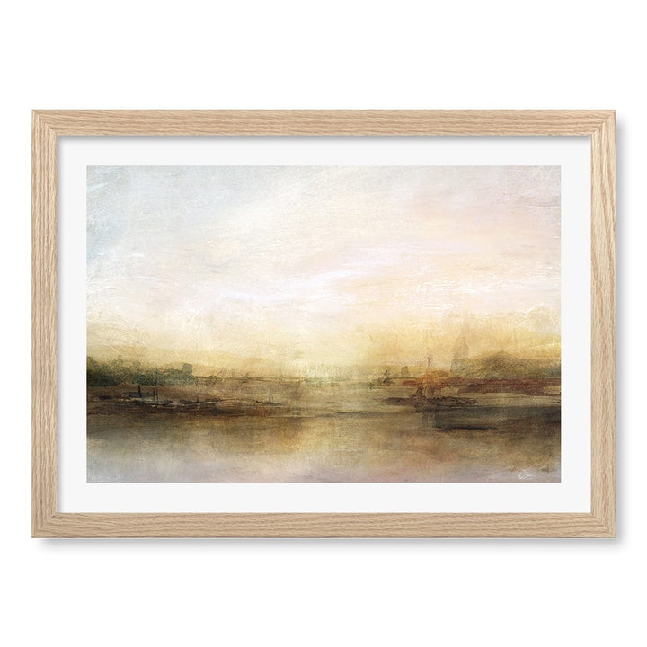 Evening River Wall Art Print A3 (29.7 x 42cm) / Natural Oak Frame / White Border from our Australian Made Wall Art collection by Profile Australia