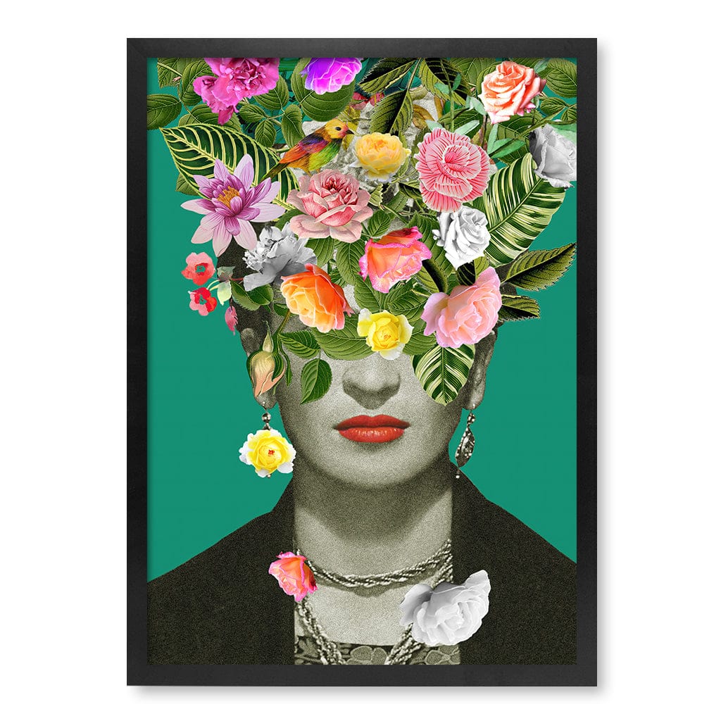Floral Frida Modern Wall Art Print A4 (21 x 29.7cm) / Matte Black Frame / No Border from our Australian Made Framed Wall Art, Prints & Posters collection by Profile Products (Australia) Pty Ltd