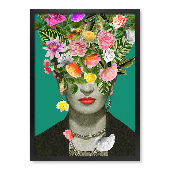 Floral Frida Modern Wall Art Print A4 (21 x 29.7cm) / Matte Black Frame / No Border from our Australian Made Framed Wall Art, Prints & Posters collection by Profile Products (Australia) Pty Ltd