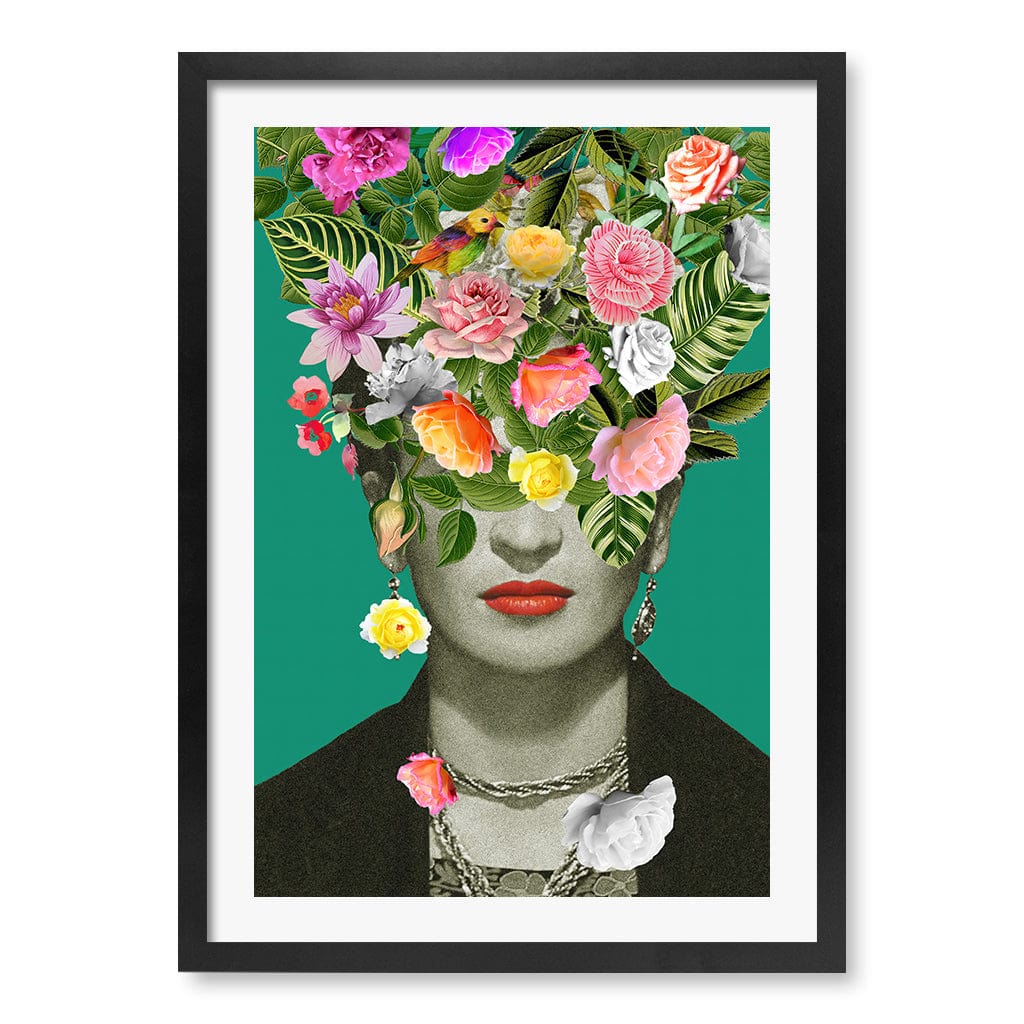 Floral Frida Modern Wall Art Print A4 (21 x 29.7cm) / Matte Black Frame / White Border from our Australian Made Framed Wall Art, Prints & Posters collection by Profile Products (Australia) Pty Ltd