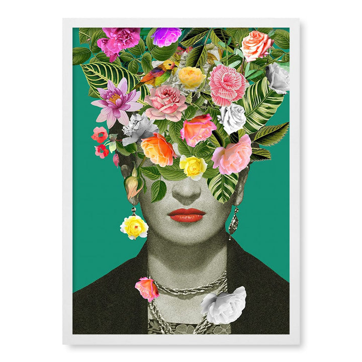 Floral Frida Modern Wall Art Print A4 (21 x 29.7cm) / Matte White Frame / No Border from our Australian Made Framed Wall Art, Prints & Posters collection by Profile Products (Australia) Pty Ltd