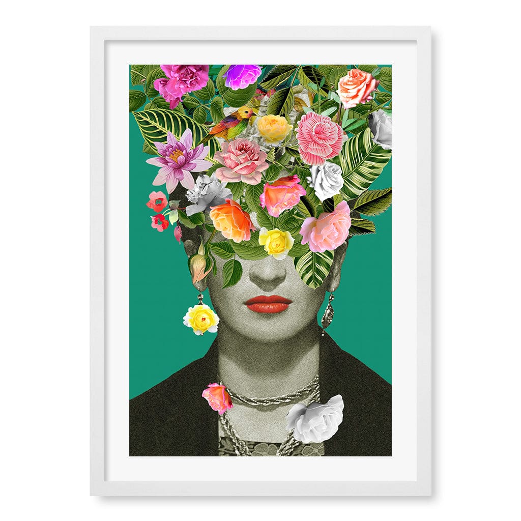 Floral Frida Modern Wall Art Print A4 (21 x 29.7cm) / Matte White Frame / White Border from our Australian Made Framed Wall Art, Prints & Posters collection by Profile Products (Australia) Pty Ltd