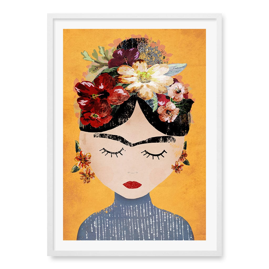 Floral Serenity Wall Art Print A1 (59.4 x 84.1cm) / Matte White Frame / White Border from our Australian Made Wall Art collection by Profile Australia