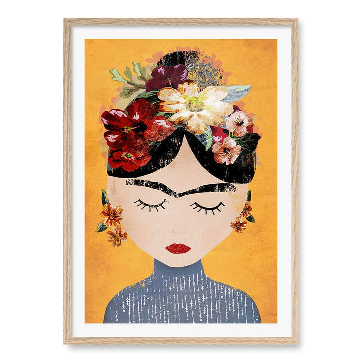 Floral Serenity Wall Art Print A1 (59.4 x 84.1cm) / Natural Oak Frame / White Border from our Australian Made Wall Art collection by Profile Australia