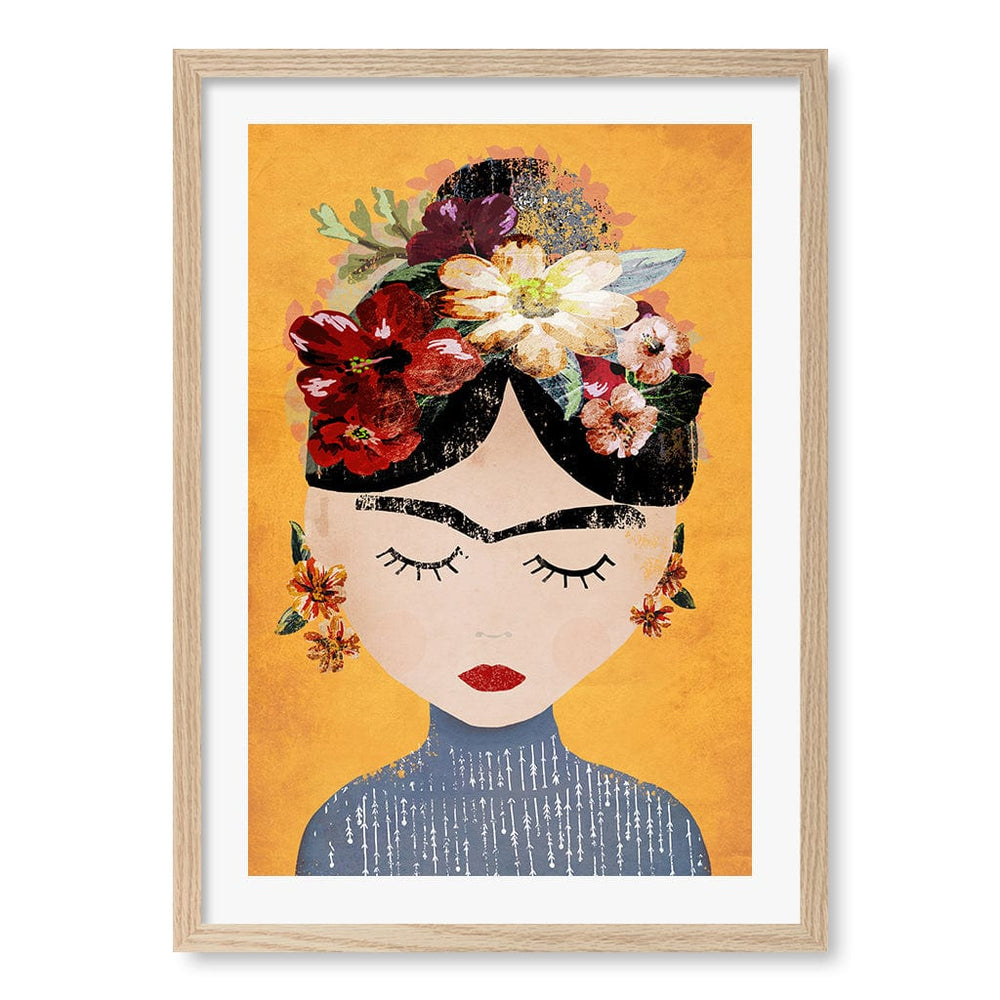 Floral Serenity Wall Art Print A2 (42 x 59.4cm) / Natural Oak Frame / White Border from our Australian Made Wall Art collection by Profile Australia
