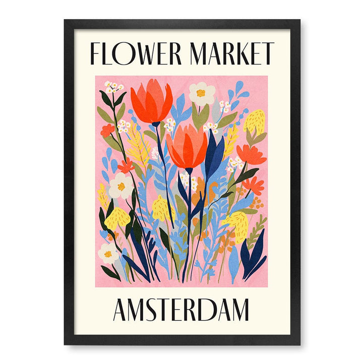 Flower Market Amsterdam Modern Wall Art Print A4 (21 x 29.7cm) / Matte Black Frame / No Border from our Australian Made Framed Wall Art, Prints & Posters collection by Profile Products (Australia) Pty Ltd
