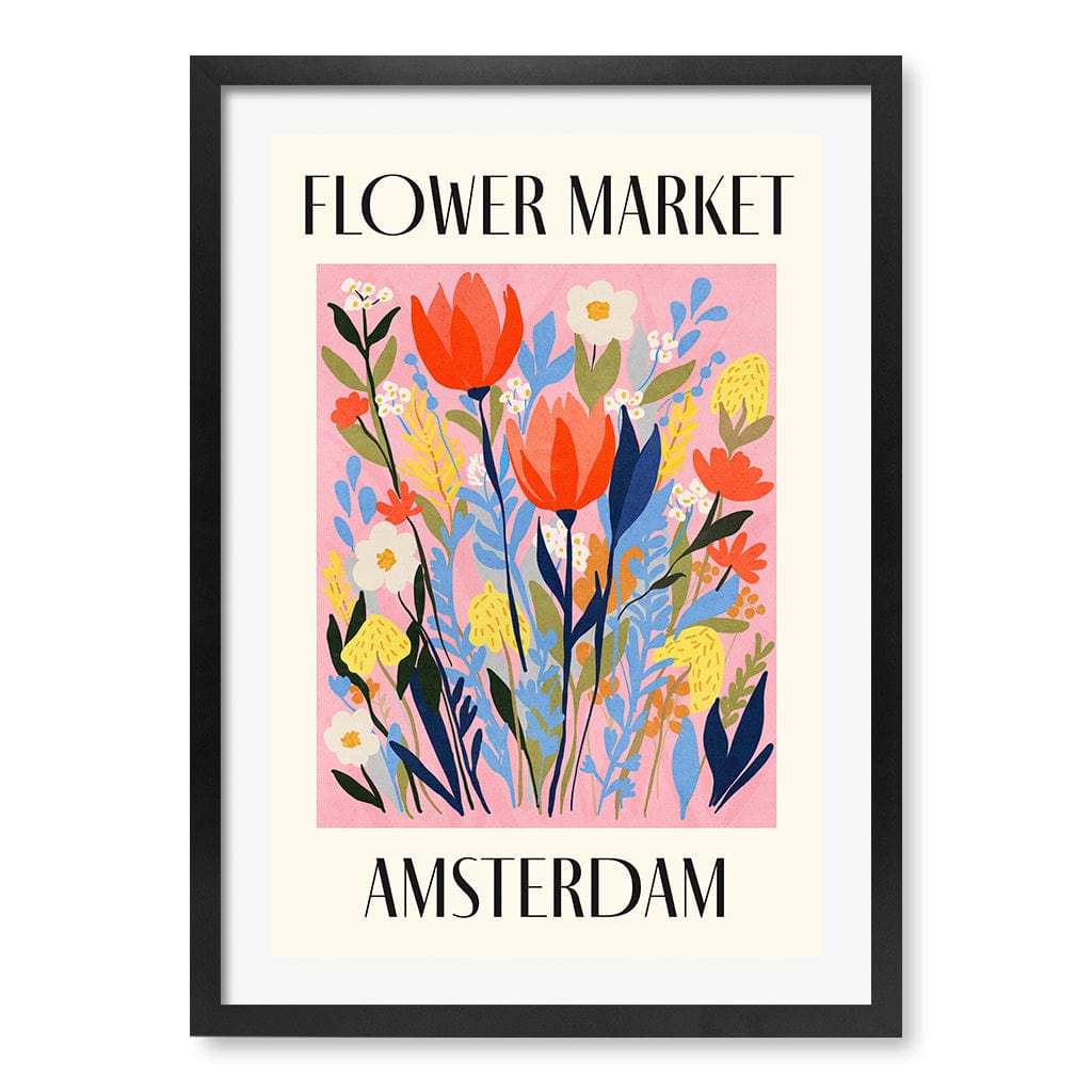 Flower Market Amsterdam Modern Wall Art Print A4 (21 x 29.7cm) / Matte Black Frame / White Border from our Australian Made Framed Wall Art, Prints & Posters collection by Profile Products (Australia) Pty Ltd
