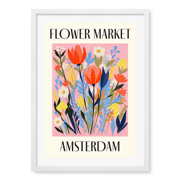 Flower Market Amsterdam Modern Wall Art Print A4 (21 x 29.7cm) / Matte White Frame / White Border from our Australian Made Framed Wall Art, Prints & Posters collection by Profile Products (Australia) Pty Ltd