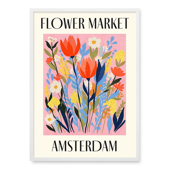 Flower Market Amsterdam Wall Art Print A1 (59.4 x 84.1cm) / Matte White Frame / No Border from our Australian Made Wall Art collection by Profile Australia