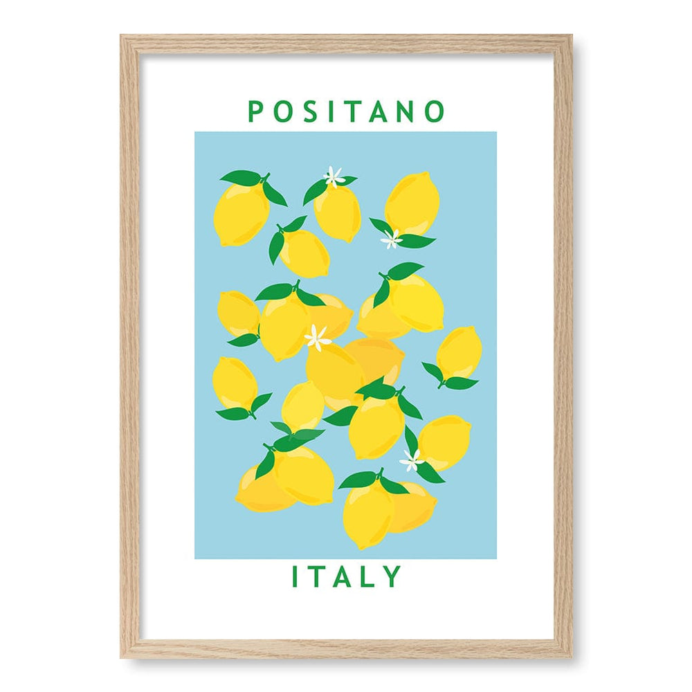 Flower Market Lemons Wall Art Print A2 (42 x 59.4cm) / Natural Oak Frame / No Border from our Australian Made Wall Art collection by Profile Australia