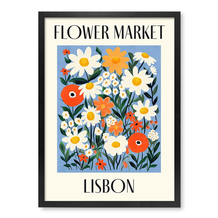 Flower Market Lisbon Modern Wall Art Print A4 (21 x 29.7cm) / Matte Black Frame / No Border from our Australian Made Framed Wall Art, Prints & Posters collection by Profile Products (Australia) Pty Ltd