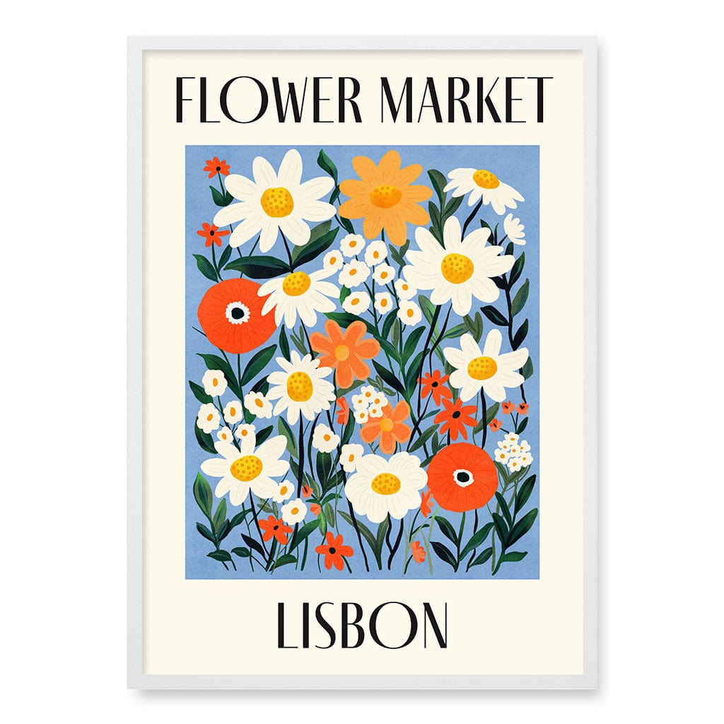 Flower Market Lisbon Wall Art Print A1 (59.4 x 84.1cm) / Matte White Frame / No Border from our Australian Made Wall Art collection by Profile Australia