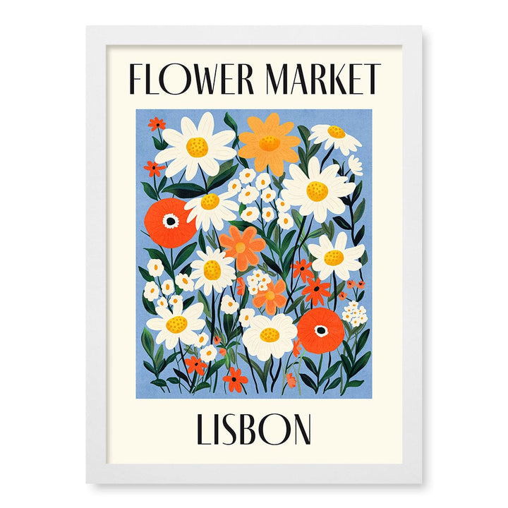 Flower Market Lisbon Wall Art Print A3 (29.7 x 42cm) / Matte White Frame / No Border from our Australian Made Wall Art collection by Profile Australia