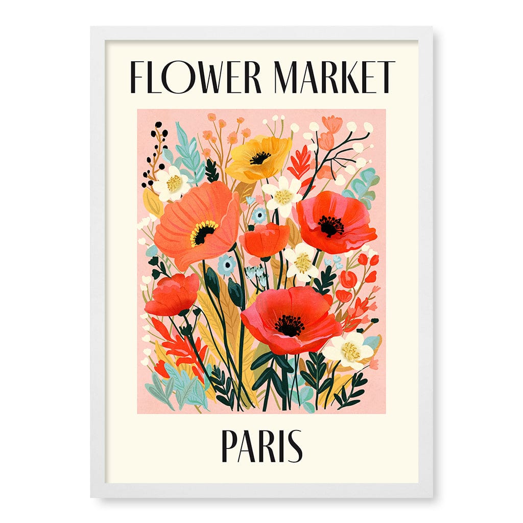 Flower Market Paris Wall Art Print A2 (42 x 59.4cm) / Matte White Frame / No Border from our Australian Made Wall Art collection by Profile Australia