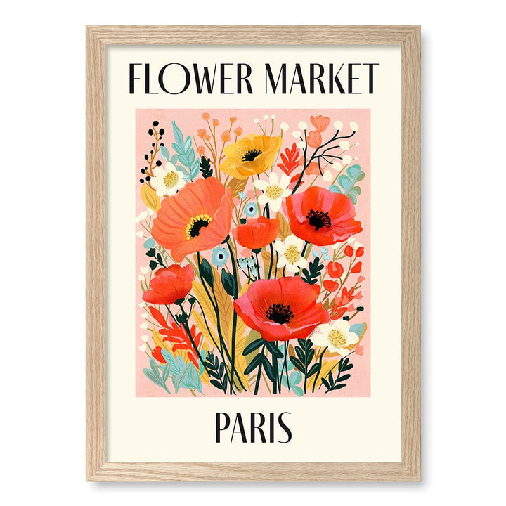 Flower Market Paris Wall Art Print A3 (29.7 x 42cm) / Natural Oak Frame / No Border from our Australian Made Wall Art collection by Profile Australia