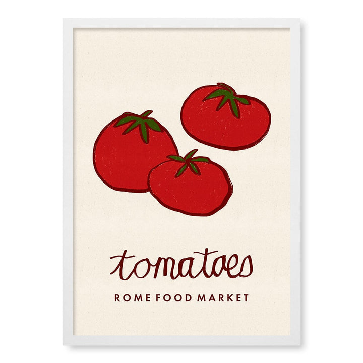 Food Market Tomatoes Rome Modern Wall Art Print A4 (21 x 29.7cm) / Matte White Frame / No Border from our Australian Made Framed Wall Art, Prints & Posters collection by Profile Products (Australia) Pty Ltd