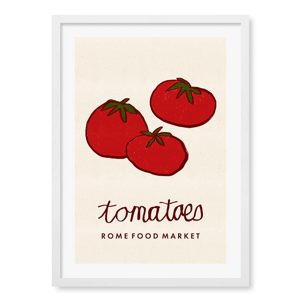Food Market Tomatoes Rome Modern Wall Art Print A4 (21 x 29.7cm) / Matte White Frame / White Border from our Australian Made Framed Wall Art, Prints & Posters collection by Profile Products (Australia) Pty Ltd