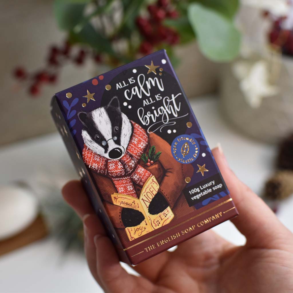 Frankincense & Myrrh Badger Christmas Character Soap Bar from our Luxury Bar Soap collection by The English Soap Company