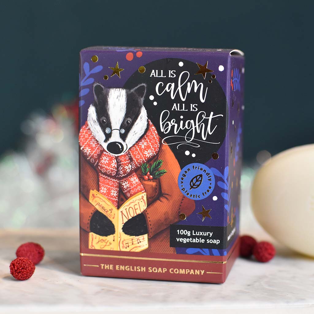 Frankincense & Myrrh Badger Christmas Character Soap Bar from our Luxury Bar Soap collection by The English Soap Company