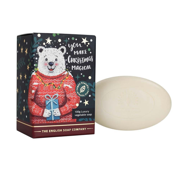 Frankincense & Myrrh Polar Bear Christmas Character Soap Bar from our Luxury Bar Soap collection by The English Soap Company