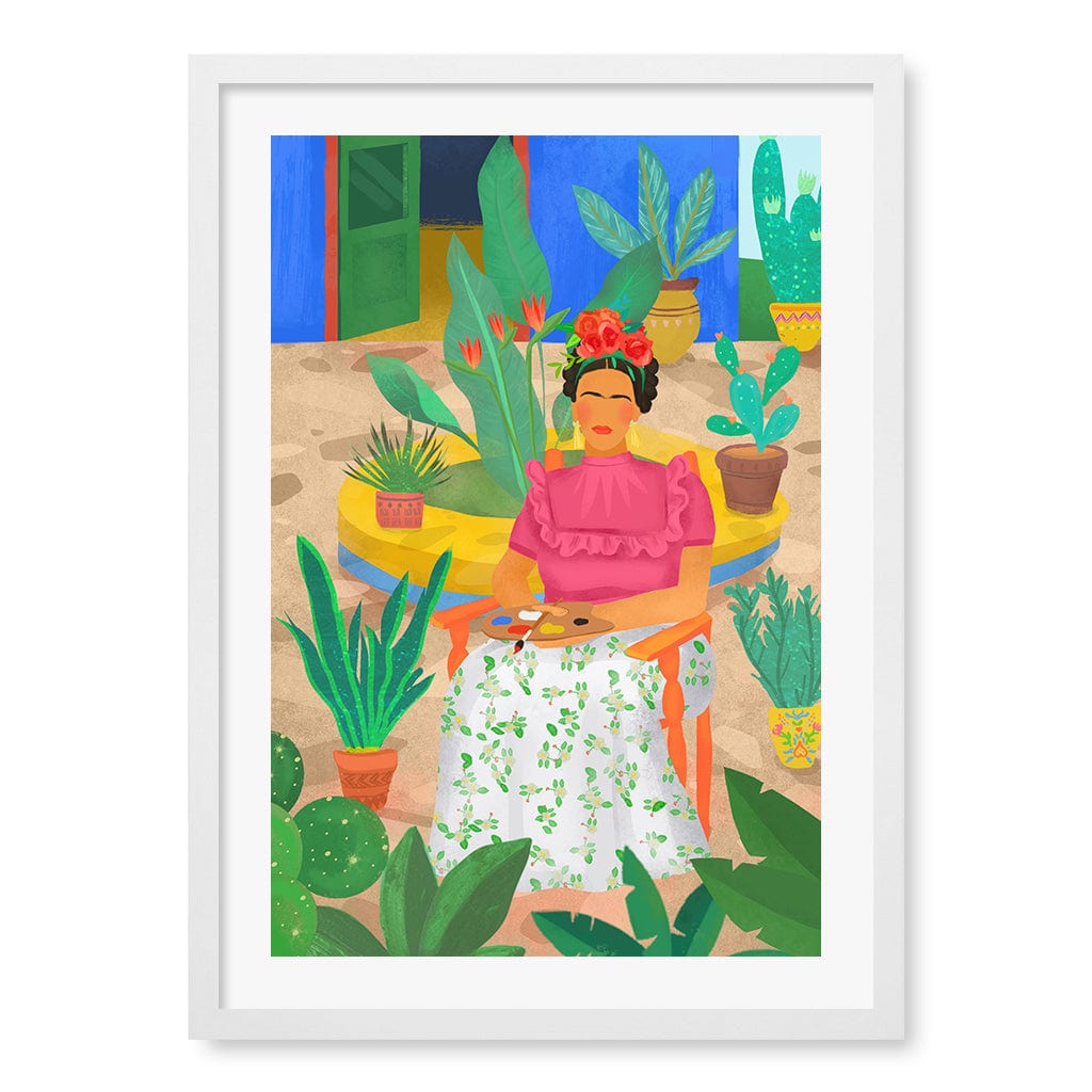 Frida Wall Art Print A2 (42 x 59.4cm) / Matte White Frame / White Border from our Australian Made Wall Art collection by Profile Australia