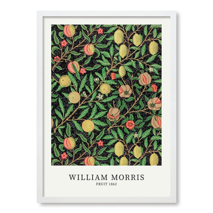 Fruit Pattern - William Morris Floral Art Print A4 (21 x 29.7cm) / Matte White Frame / No Border from our Australian Made Framed Wall Art, Prints & Posters collection by Profile Products (Australia) Pty Ltd