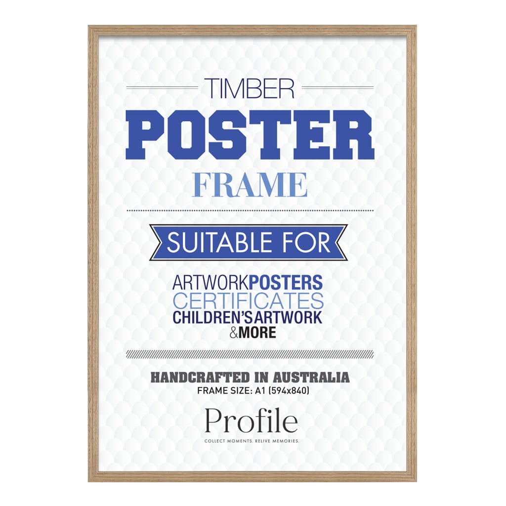 Gallery Box Victorian Ash Natural Oak Poster Frame A1 (59x84cm) from our Australian Made Picture Frames collection by Profile Products Australia