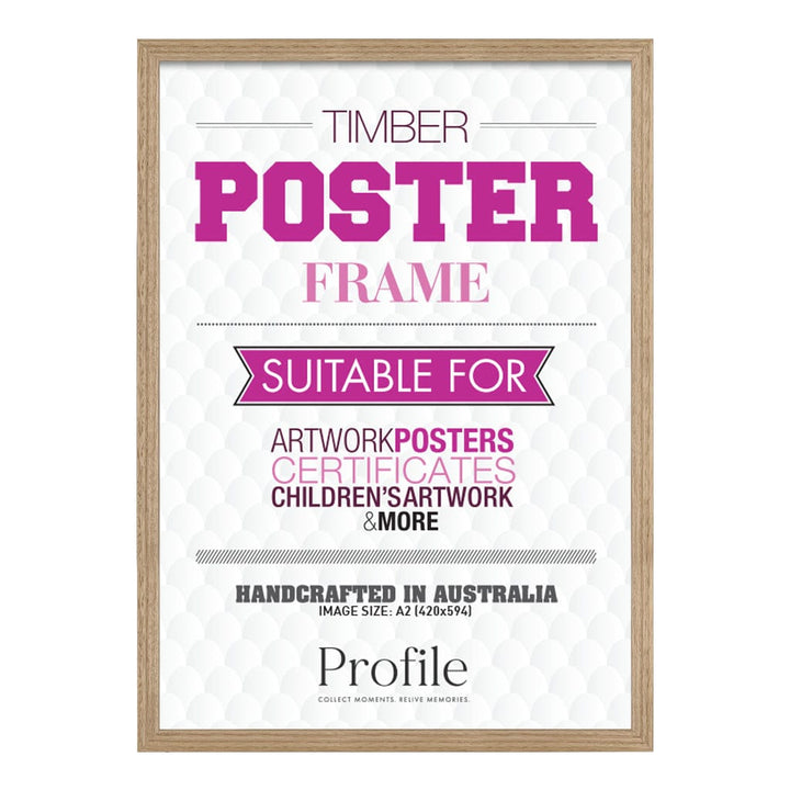 Gallery Box Victorian Ash Natural Oak Poster Frame A2 (42x59cm) Unmatted from our Australian Made Picture Frames collection by Profile Products Australia