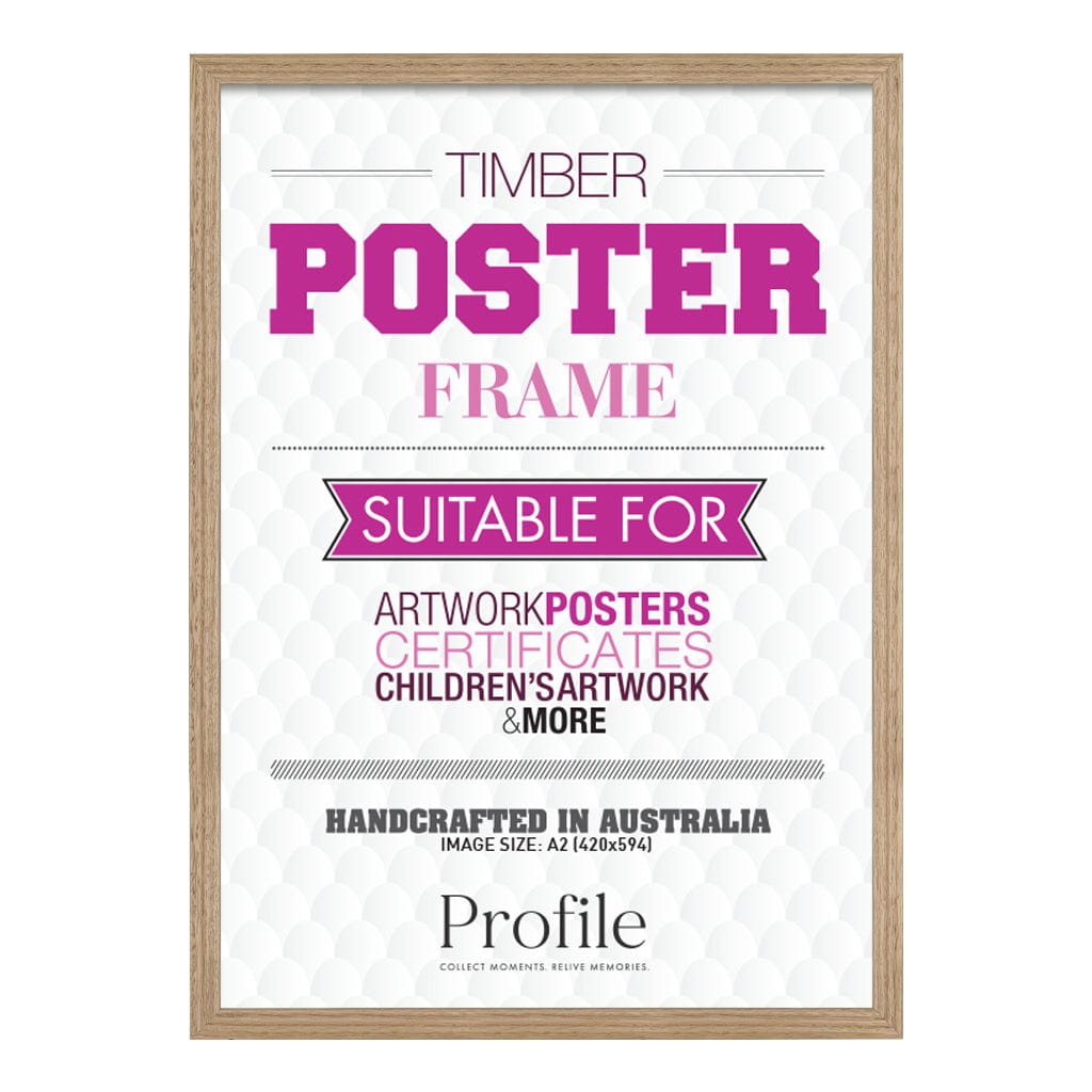 Gallery Box Victorian Ash Natural Oak Poster Frame A2 (42x59cm) Unmatted from our Australian Made Picture Frames collection by Profile Products Australia