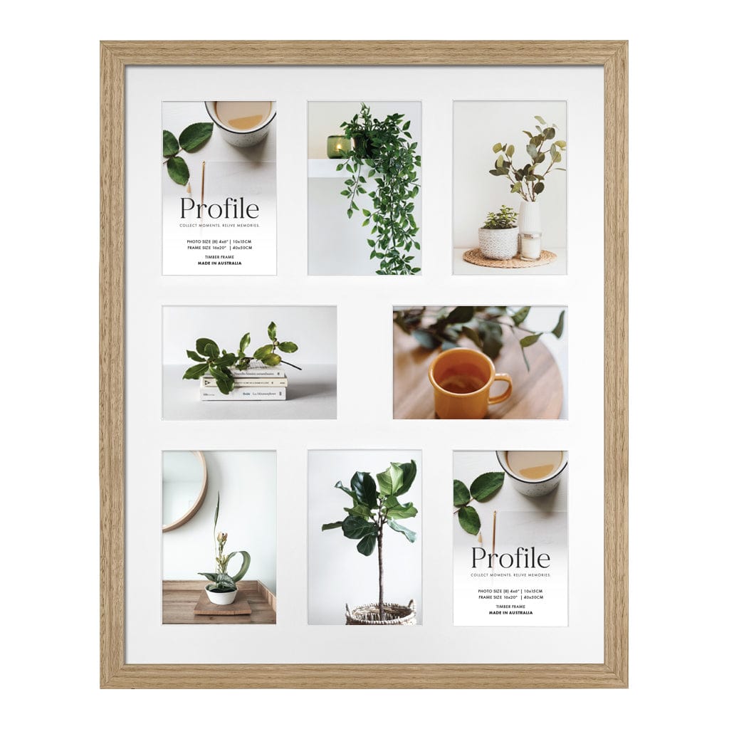 Gallery Box Victorian Ash Natural Oak Timber Photo Frame 16x20in (40x50cm) to suit eight 4x6in (10x15cm) images from our Australian Made Picture Frames collection by Profile Products Australia