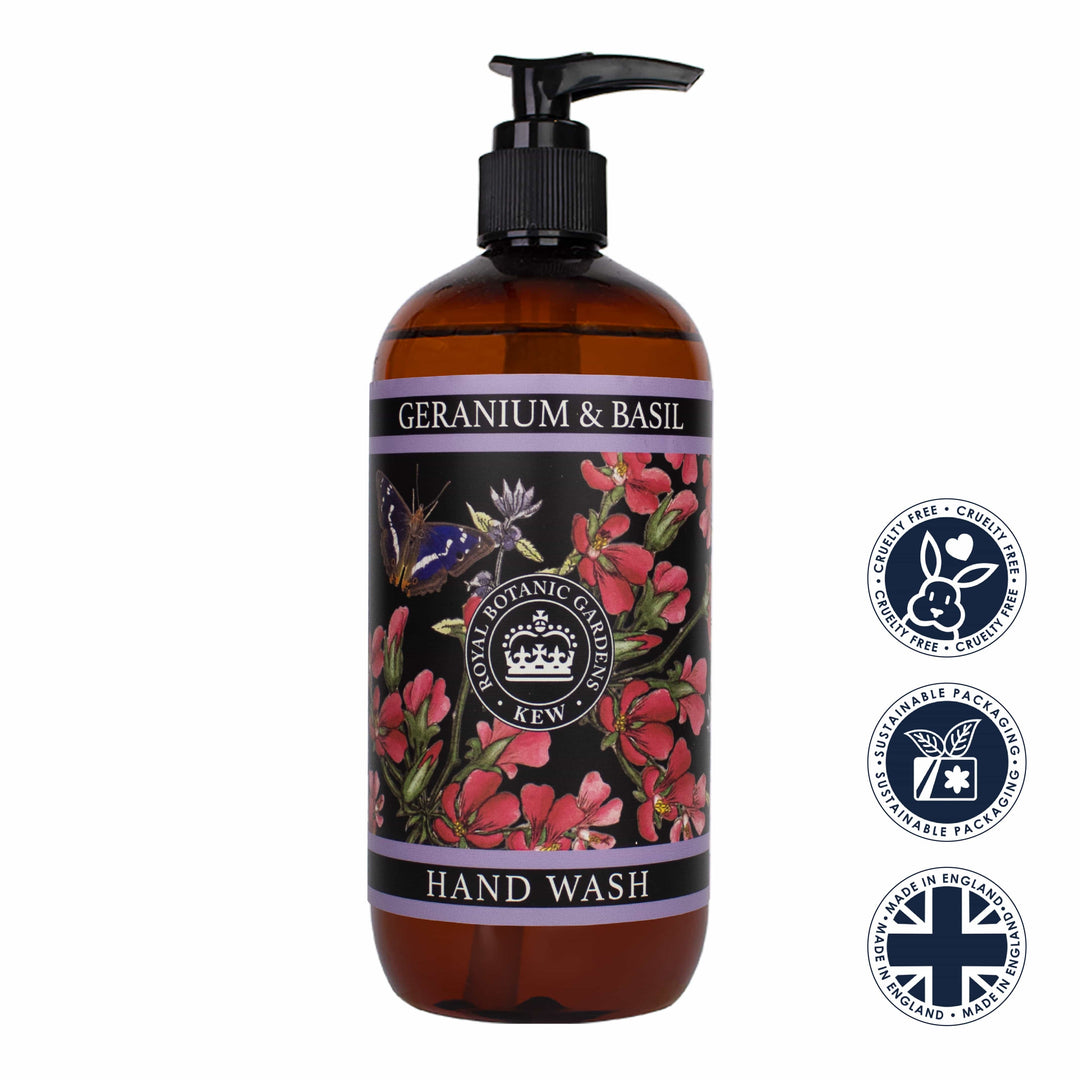 Geranium & Basil Hand Wash - Kew Gardens Collection from our Liquid Hand & Body Soap collection by The English Soap Company