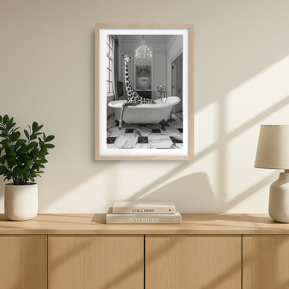 Giraffe Glam Soak Wall Art Print by Niky Rahner from our Australian Made Framed Wall Art, Prints & Posters collection by Profile Australia