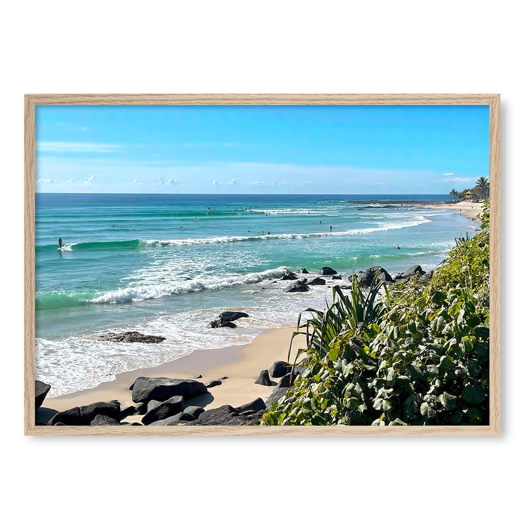 Goldy Surf Break Wall Art Print A1 (59.4 x 84.1cm) / Natural Oak Frame / No Border from our Australian Made Framed Wall Art, Prints & Posters collection by Profile Products (Australia) Pty Ltd