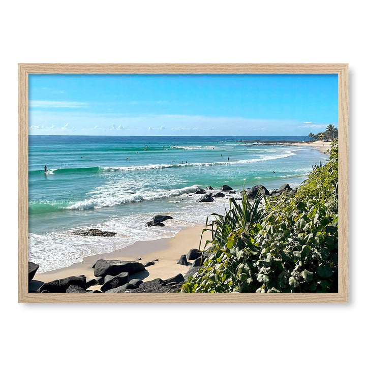 Goldy Surf Break Wall Art Print A2 (42 x 59.4cm) / Natural Oak Frame / No Border from our Australian Made Framed Wall Art, Prints & Posters collection by Profile Products (Australia) Pty Ltd