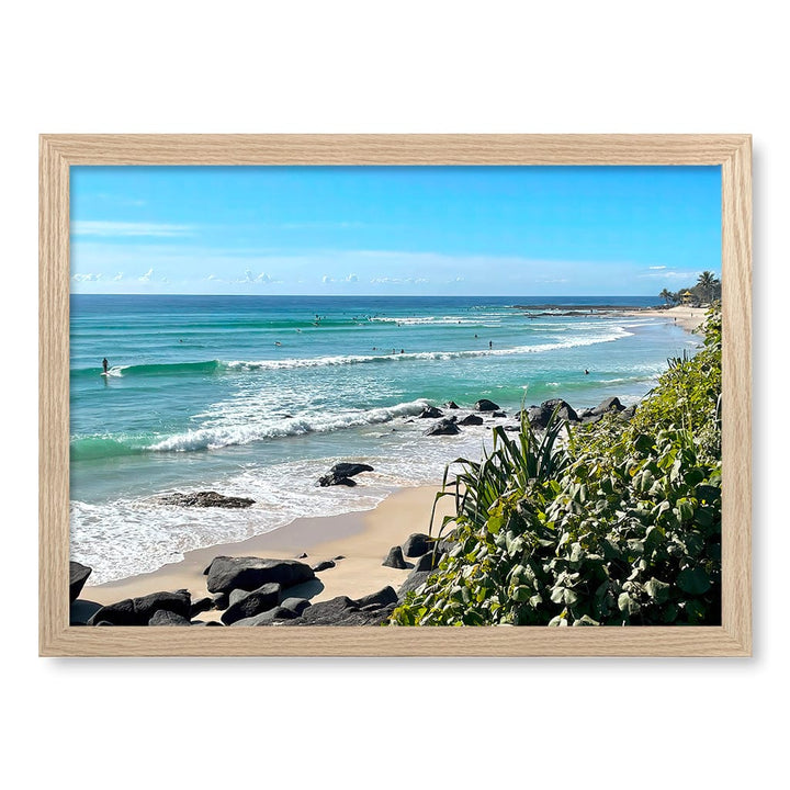 Goldy Surf Break Wall Art Print A3 (29.7 x 42cm) / Natural Oak Frame / No Border from our Australian Made Framed Wall Art, Prints & Posters collection by Profile Products (Australia) Pty Ltd