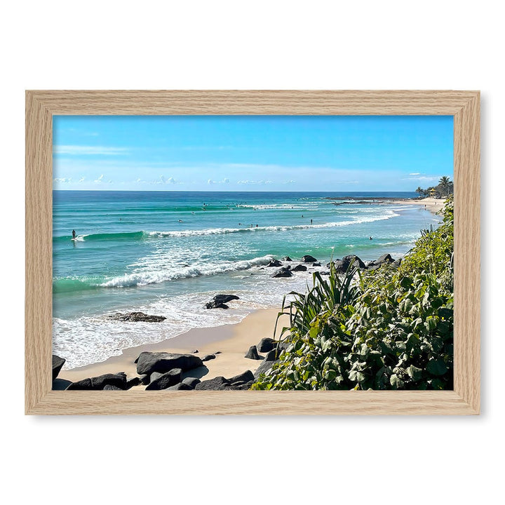 Goldy Surf Break Wall Art Print A4 (21 x 29.7cm) / Natural Oak Frame / No Border from our Australian Made Framed Wall Art, Prints & Posters collection by Profile Products (Australia) Pty Ltd