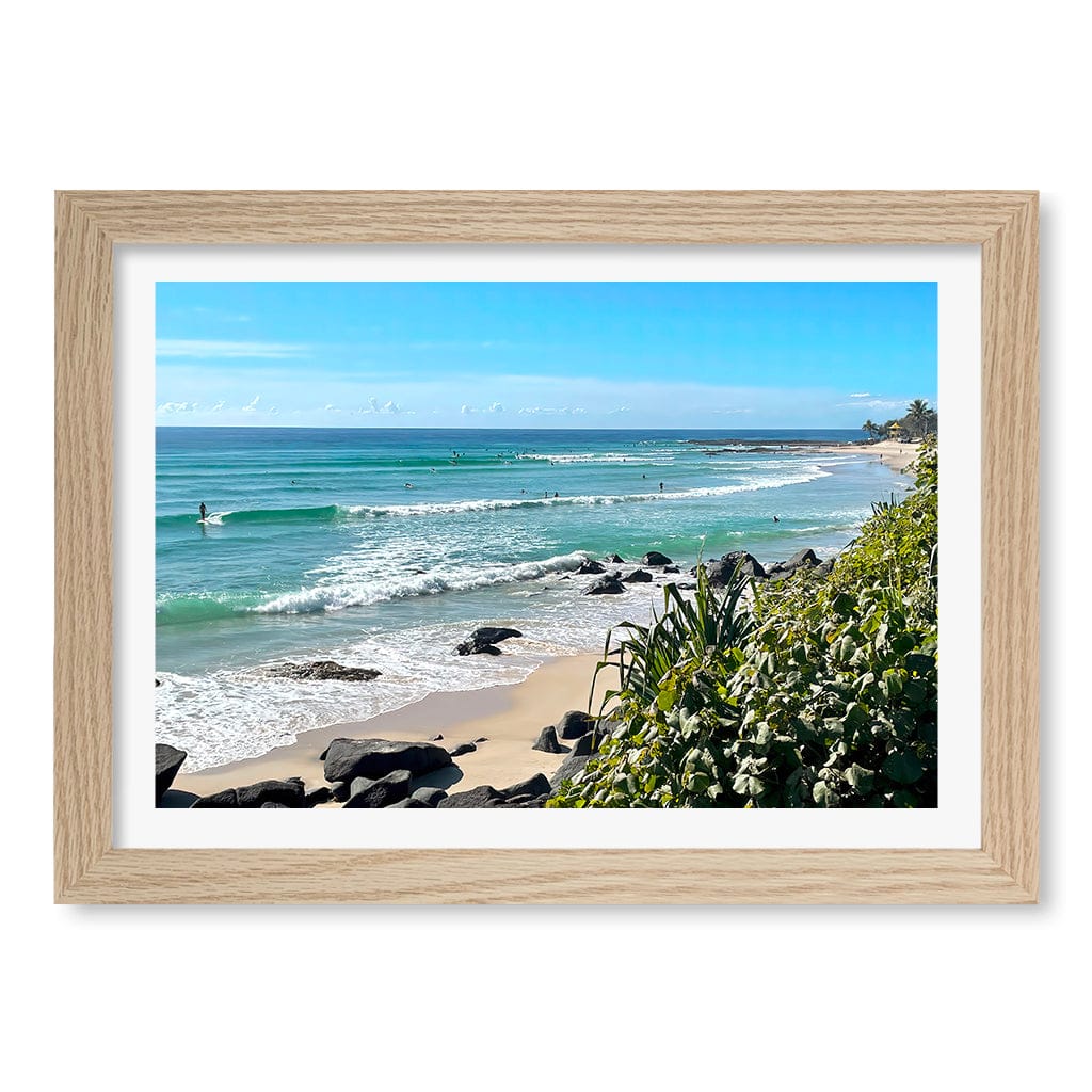 Goldy Surf Break Wall Art Print A4 (21 x 29.7cm) / Natural Oak Frame / White Border from our Australian Made Framed Wall Art, Prints & Posters collection by Profile Products (Australia) Pty Ltd