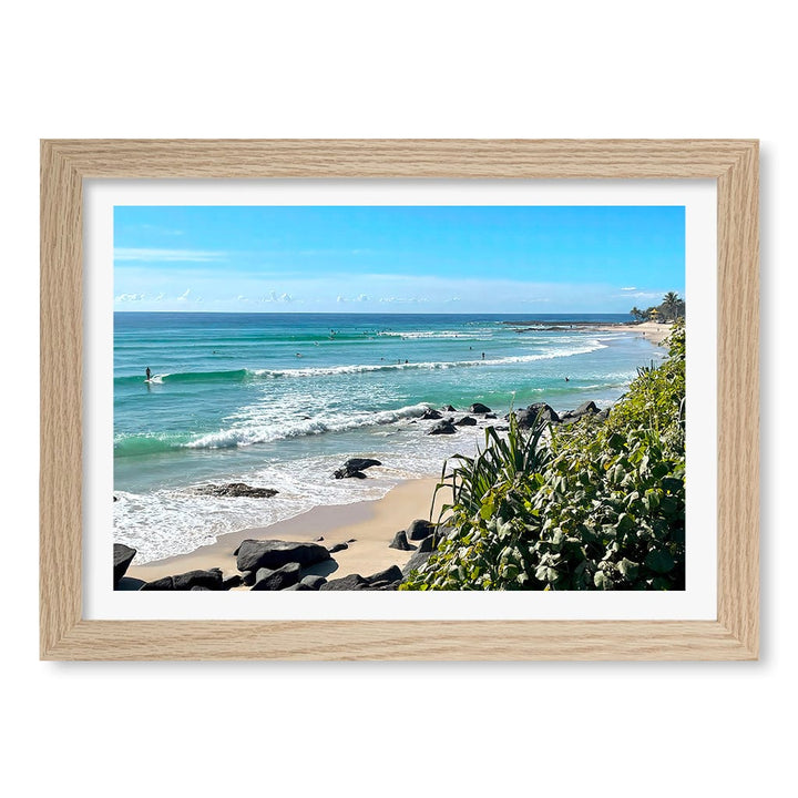 Goldy Surf Break Wall Art Print A4 (21 x 29.7cm) / Natural Oak Frame / White Border from our Australian Made Framed Wall Art, Prints & Posters collection by Profile Products (Australia) Pty Ltd